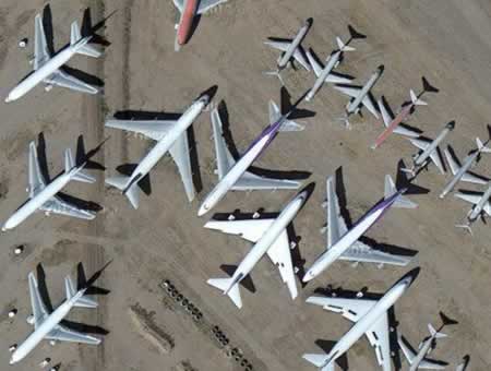 Airliners in storage at Pinal Airpark in Arizona