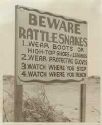 Beware of rattlesnakes! ... Sign at Pyote AAF