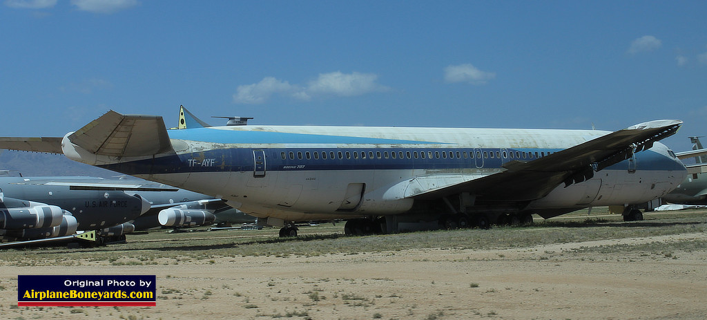 Former Boeing 707-358B, C/N 20097, originally operated by El Al Israel Airlines as registration 4X-ATT, last registered as TF-AYF, being reclaimed for parts at Davis-Monthan AFB's AMARG facility