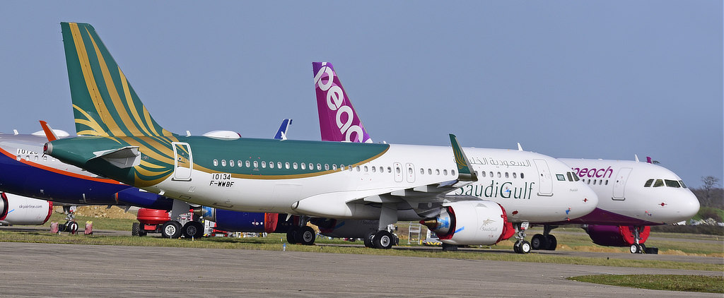 SaudiGulf Airlines Airbus A320 at the Chateauroux Airport in 2021