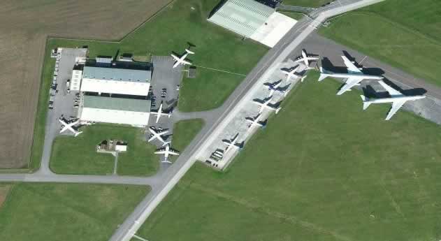 Aerial view of Cotswold Airport in the United Kingdom, location of Air Salvage International
