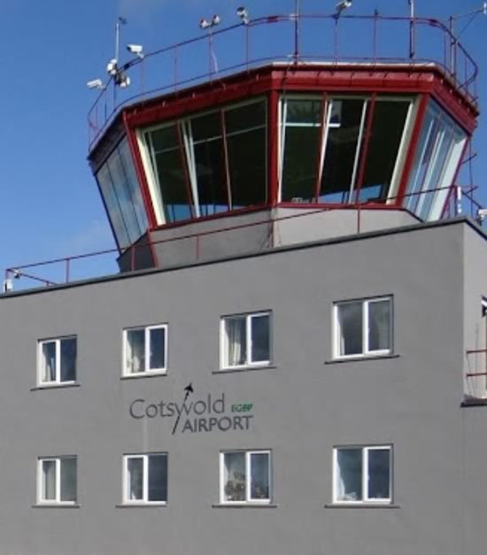 The control tower at the Cotswold Airport in the U.K.