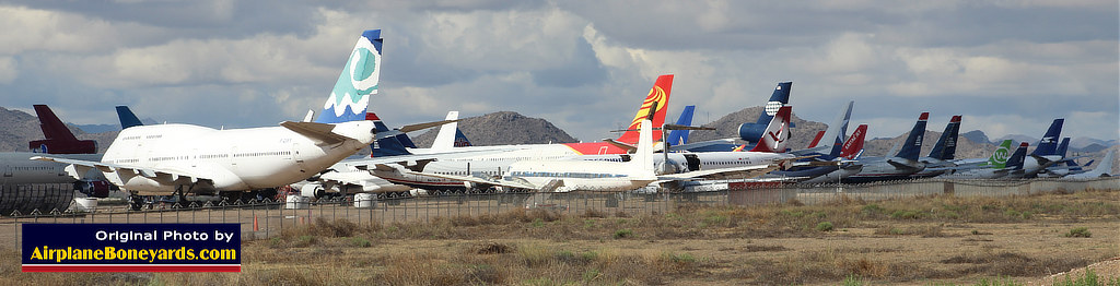 Variety of jet airliners in storage at Phoenix Goodyear Airport