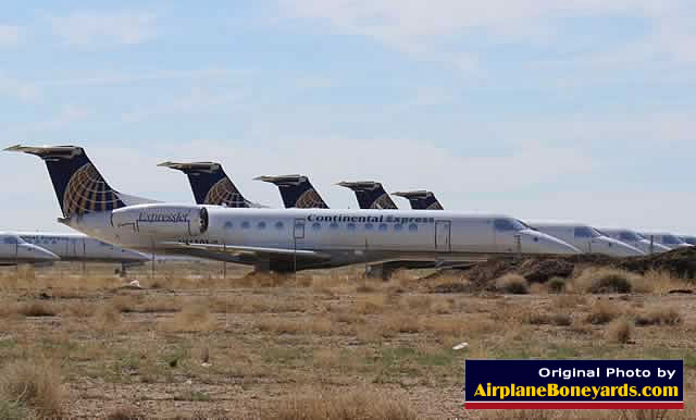 Continental Airlines Express jets in storage at the Kingman Airport in Arizona (May 2013)
