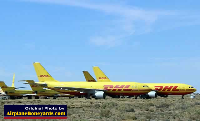 DHL jet freighters in storage at the Kingman Airport in May 2013