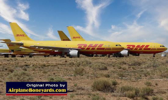 DHL jet freighters in storage at the Kingman Airport in May 2013