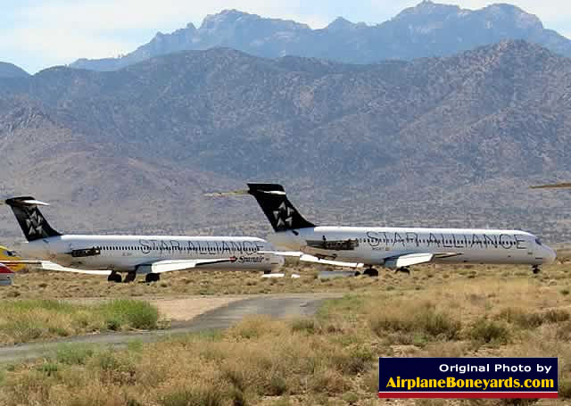 Star Alliance jetliners in storage at the Kingman Airport in May 2013