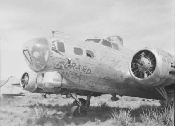 B-17G "Five Grand" S/N 43-37716 awaiting the scrapping process at Kingman AAF in Arizona This was the 5,000th B-17 built by Boeing in support of the World War II effort. It contained the signature of Boeing workers written all over the aircraft. In wartime action, it flew 78 missions with the 96th Bomb Group.