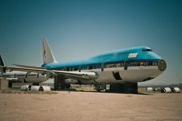 Boeing 747 being reclaimed at the Mojave Airport boneyard in California