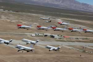 Airliner storage area at the Mojave Airport in the California desert