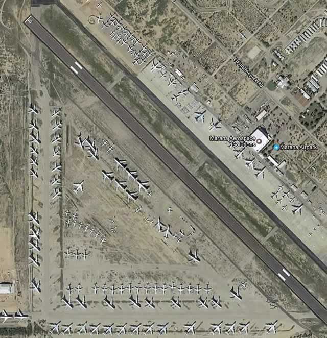 Aerial view of the Pinal Air Park near Marana Arizona