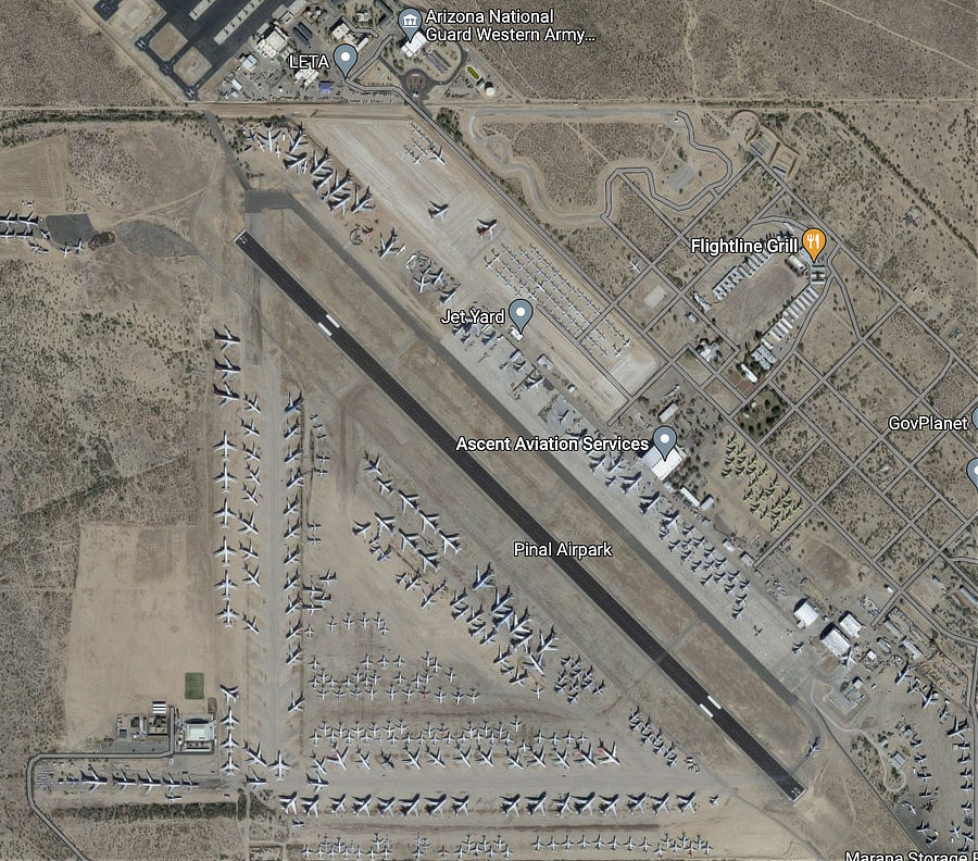 Aerial view of the Pinal Air Park near Marana Arizona