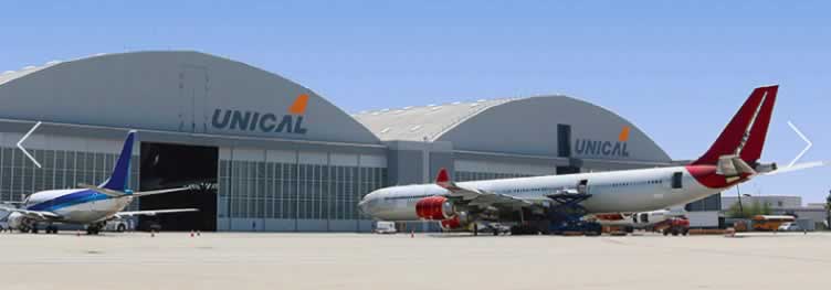 Unical airliner maintenance facilities at the San Bernardino International Airport 