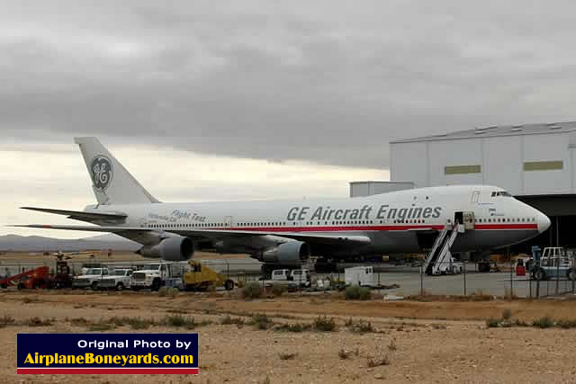 Boeing 747 of GE Aircraft Engines, registration number N747GE, at the Southern California Logistics Airport