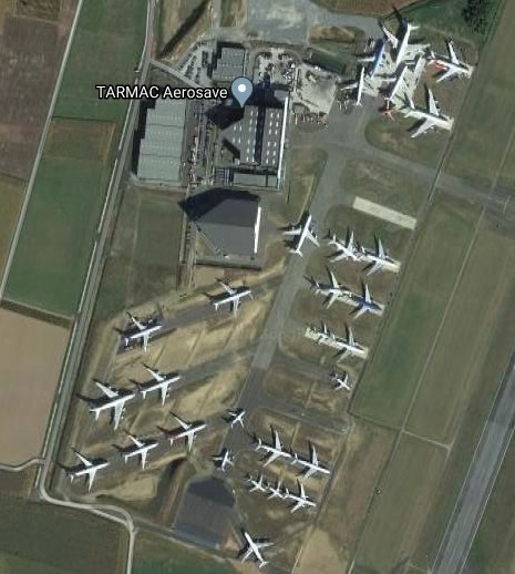 Aerial view of Tarbes–Lourdes–Pyrénées Airport, location of TARMAC Aerosave