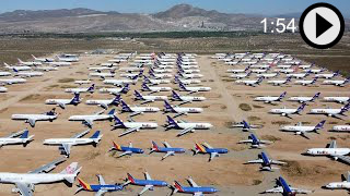 Video of the airplane boneyard at the Southern California Logistics Center (SCLA) in Victorville, CA
