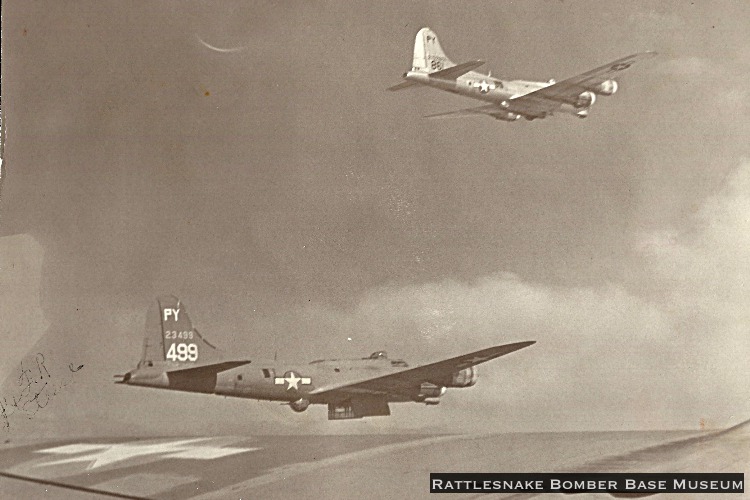 B-17 Flying Fortresses from Pyote, in flight ... note the PY on the tails